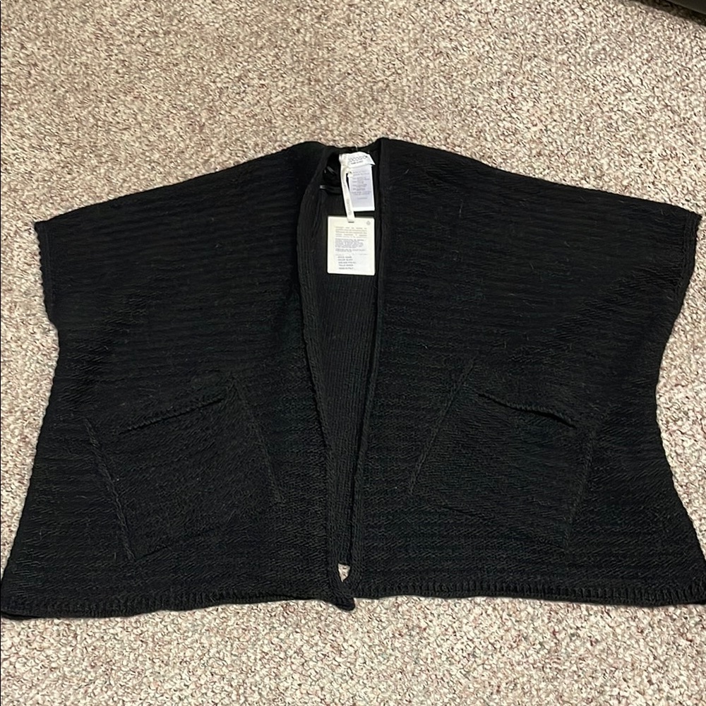 Cocogio wool alpaca Black cape like sleeveless Sweater cardigan